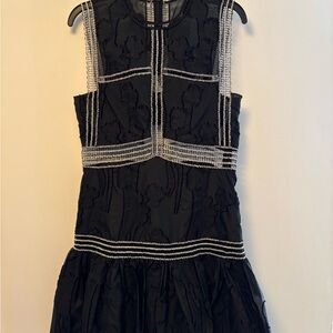 Alexis Rajani Mini Dress in Black Lace Trim SMALL